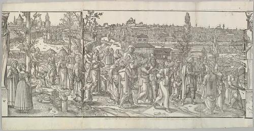 Celebration of a Circumcision from the frieze Ces Moeurs et fachons de faire de Turcz (Customs and Fashions of the Turks) by Pieter Coecke van Aelst, print, 1553