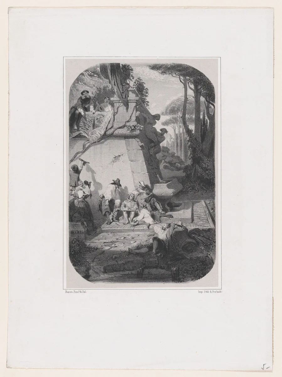 A Siesta in Italy by Henri-Charles-Antoine Baron, print, 1842