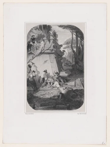A Siesta in Italy by Henri-Charles-Antoine Baron, print, 1842