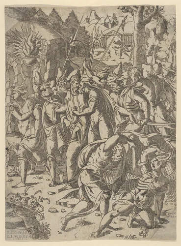 The Betrayal of Christ by Léonard Limosin, print, 1540-1549
