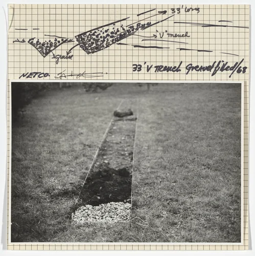 33' V Trench Gravel Filled by Iain Baxter, Ingrid Baxter, drawing, 1968