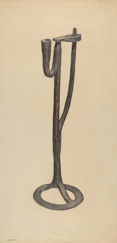 Candle and Rush Light Holder by Jack Staloff, index of american design, 1938