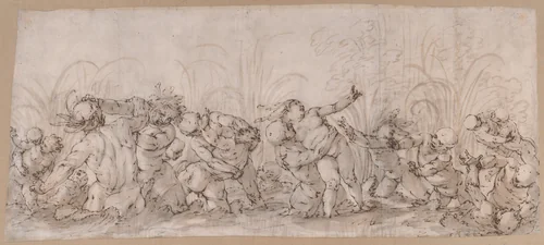 Tritons Abducting Nereids by Luca Cambiaso, drawing, 1547-1585