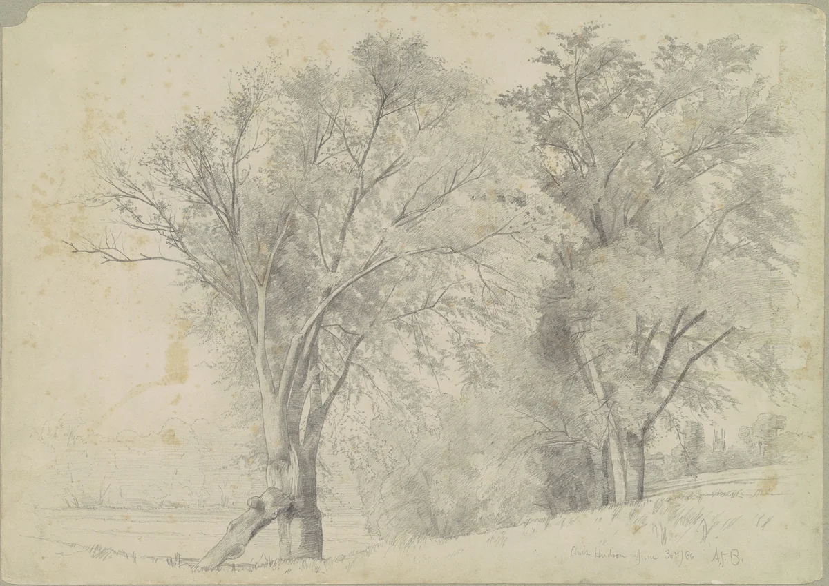 Elms, Hudson by Andrew Fisher Bunner, drawing, 1866