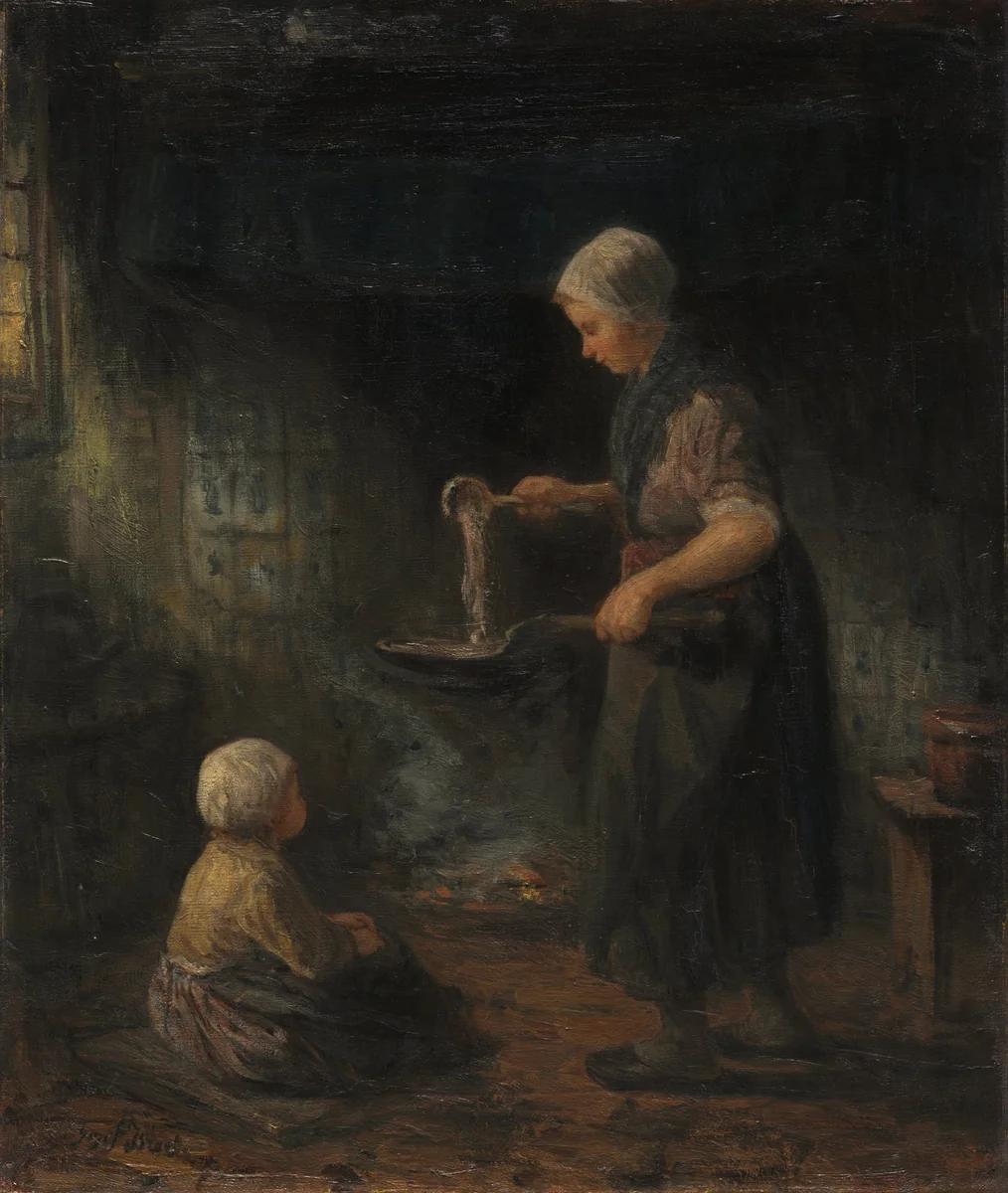 The Pancakes by Jozef Israëls, painting, 1870-1880