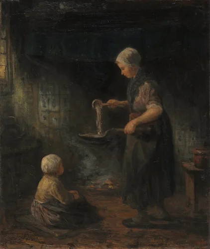 The Pancakes by Jozef Israëls, painting, 1870-1880