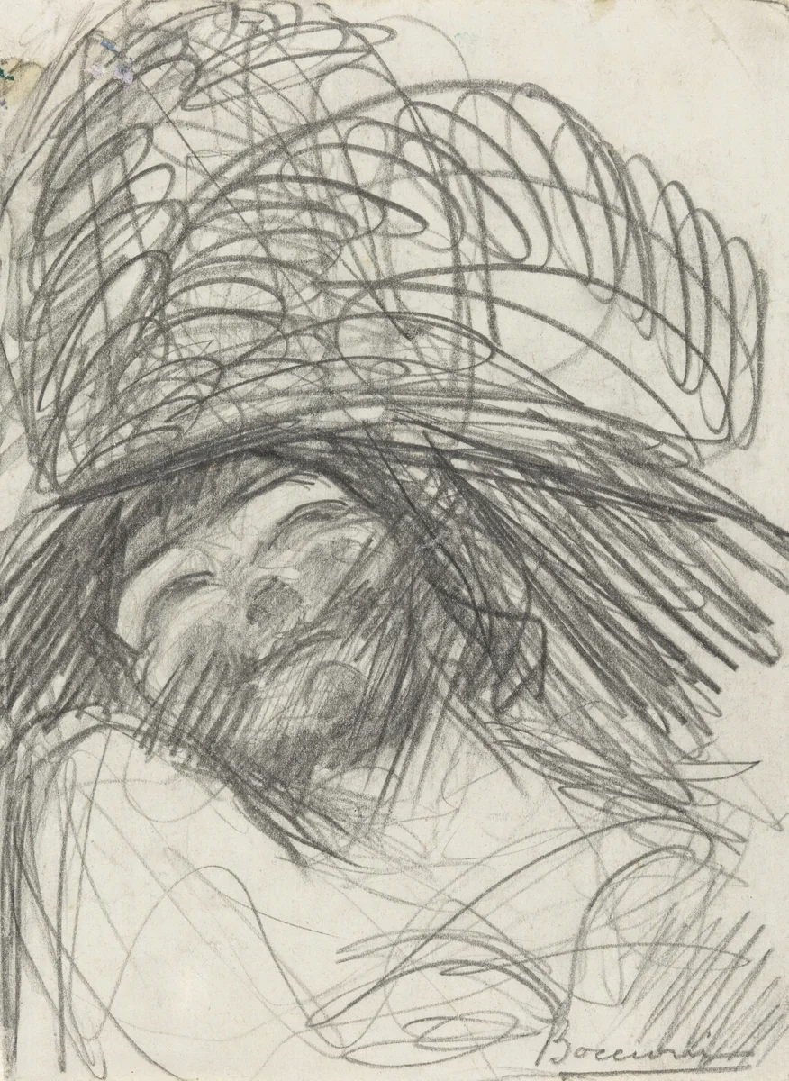 Study for The Laugh by Umberto Boccioni, drawing, 1910