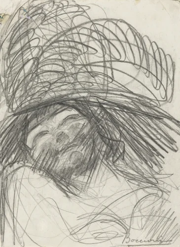 Study for The Laugh by Umberto Boccioni, drawing, 1910