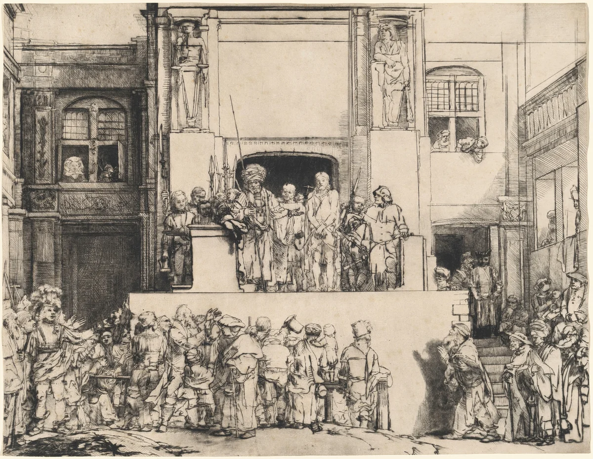 Christ Presented to the People: Oblong Plate by Rembrandt van Rijn, print, 1655