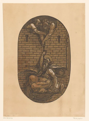 Paulus ontsnapt uit Damascus by anonymous, print, 1511