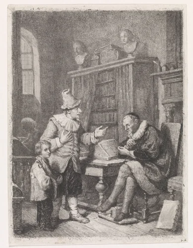 Bij de advocaat by David van der Kellen, print, 1837-1882