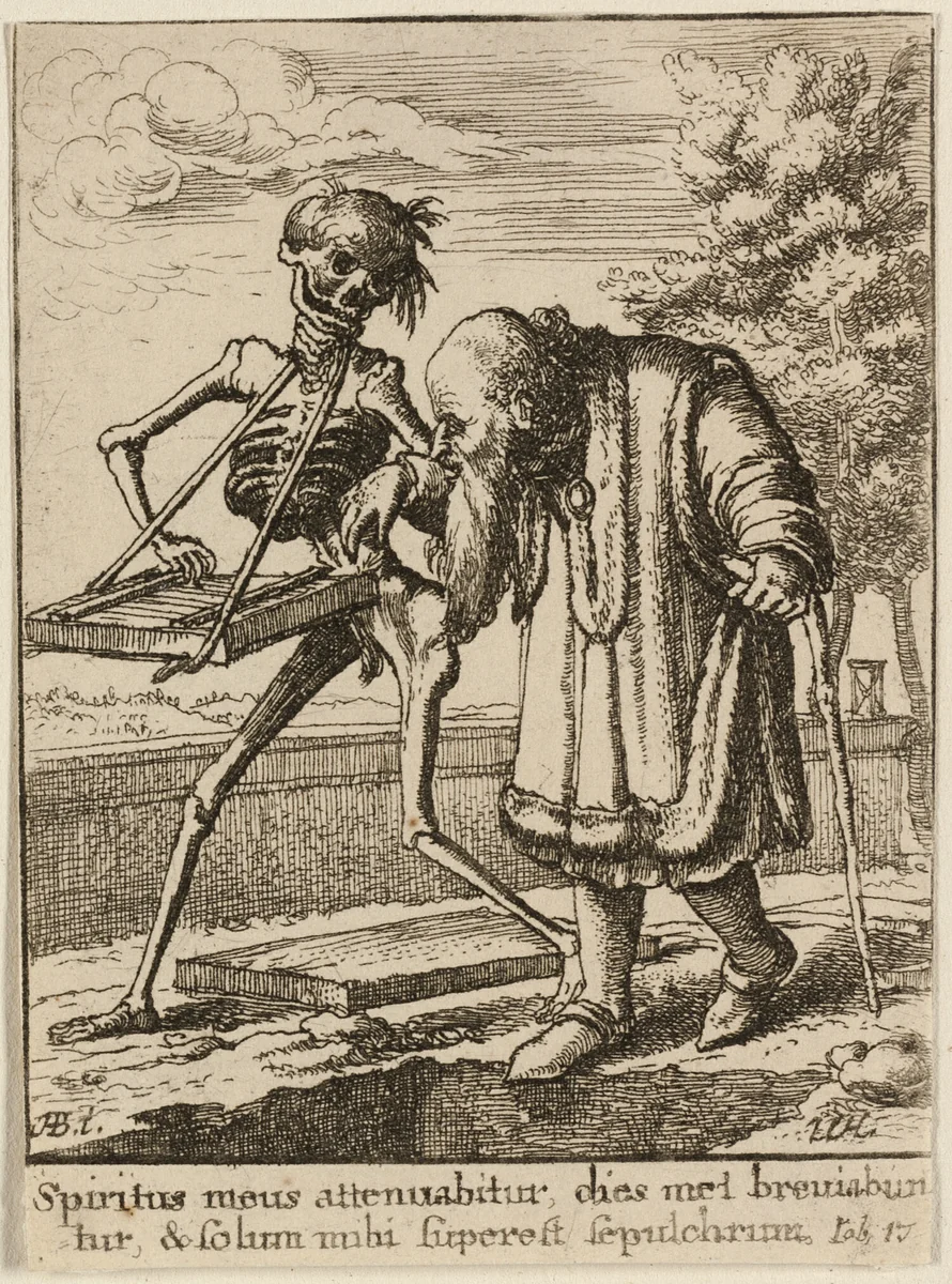 The Old Man and Death by Wenceslaus Hollar
Hans Holbein the younger, print, 1651