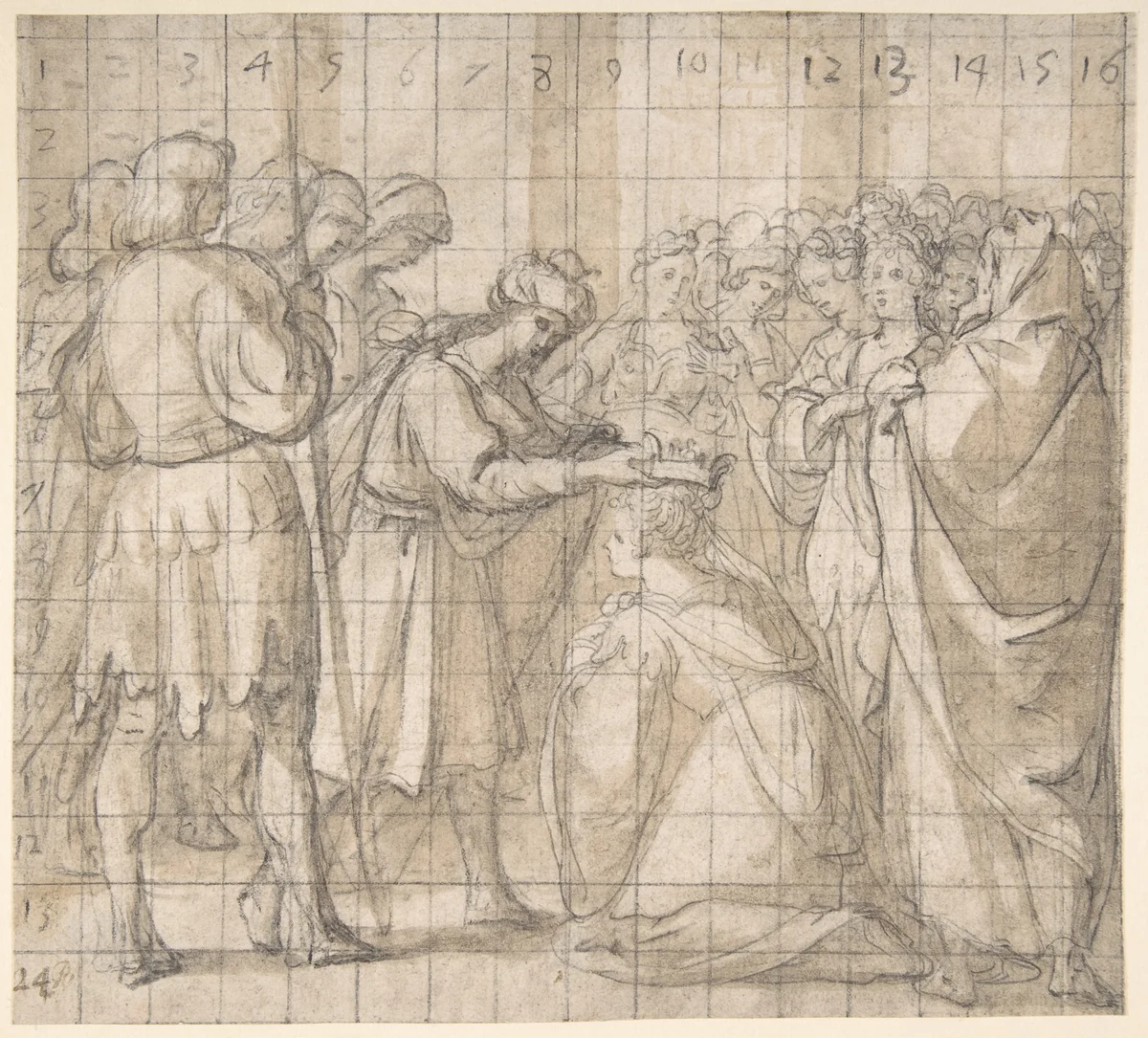 The Cornation of Esther by Ahasuerus by Bartolomé Carducho, drawing, 1560-1638