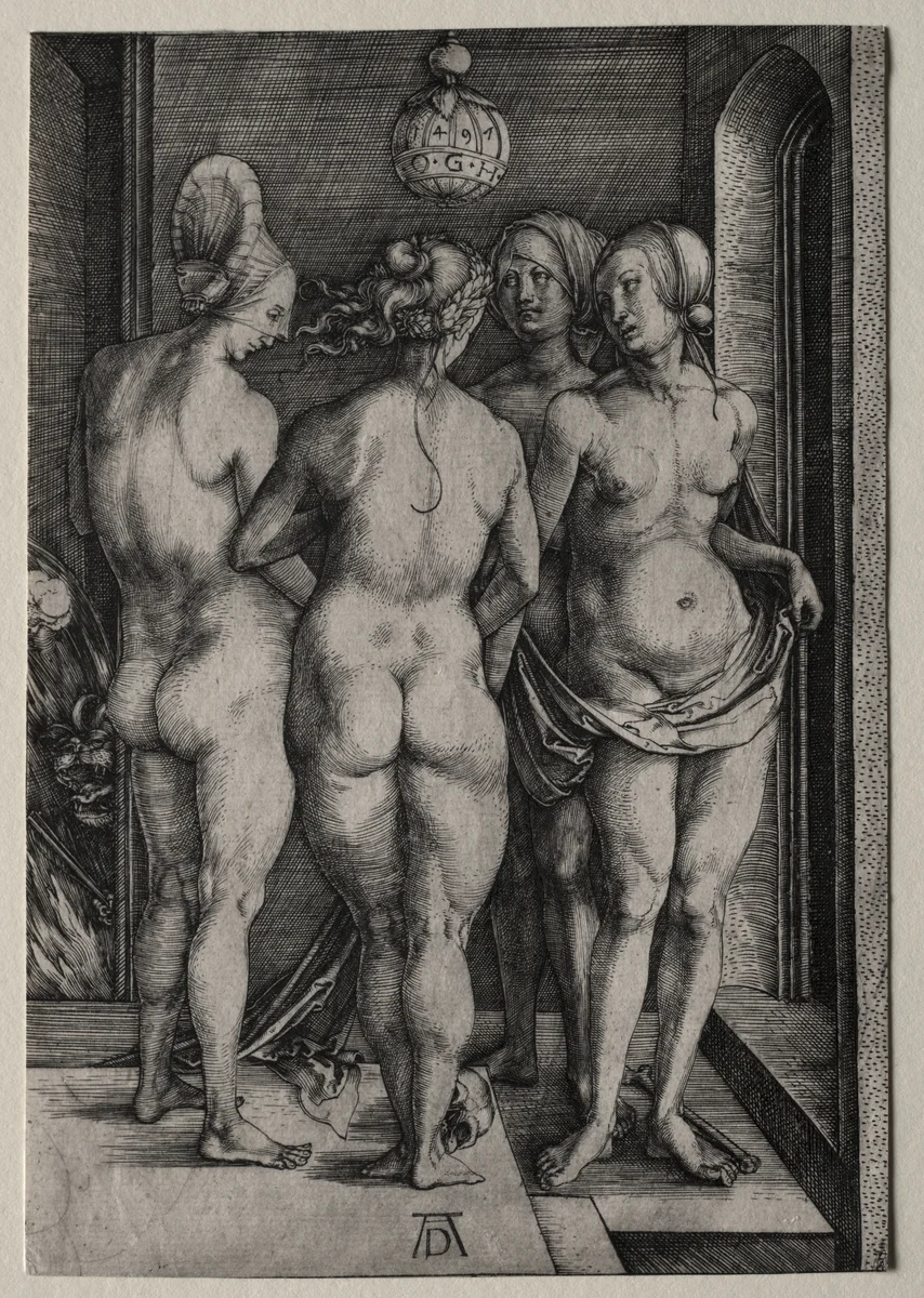 The Four Witches (Four Naked Women) by Albrecht Dürer, print, 1497