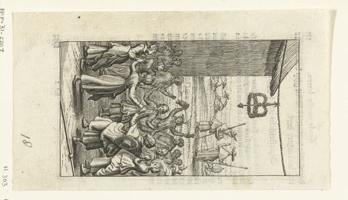 Willemynken danst met een feestend en drinkend gezelschap by Boëtius Adamsz. Bolswert, print, 1590-1627
