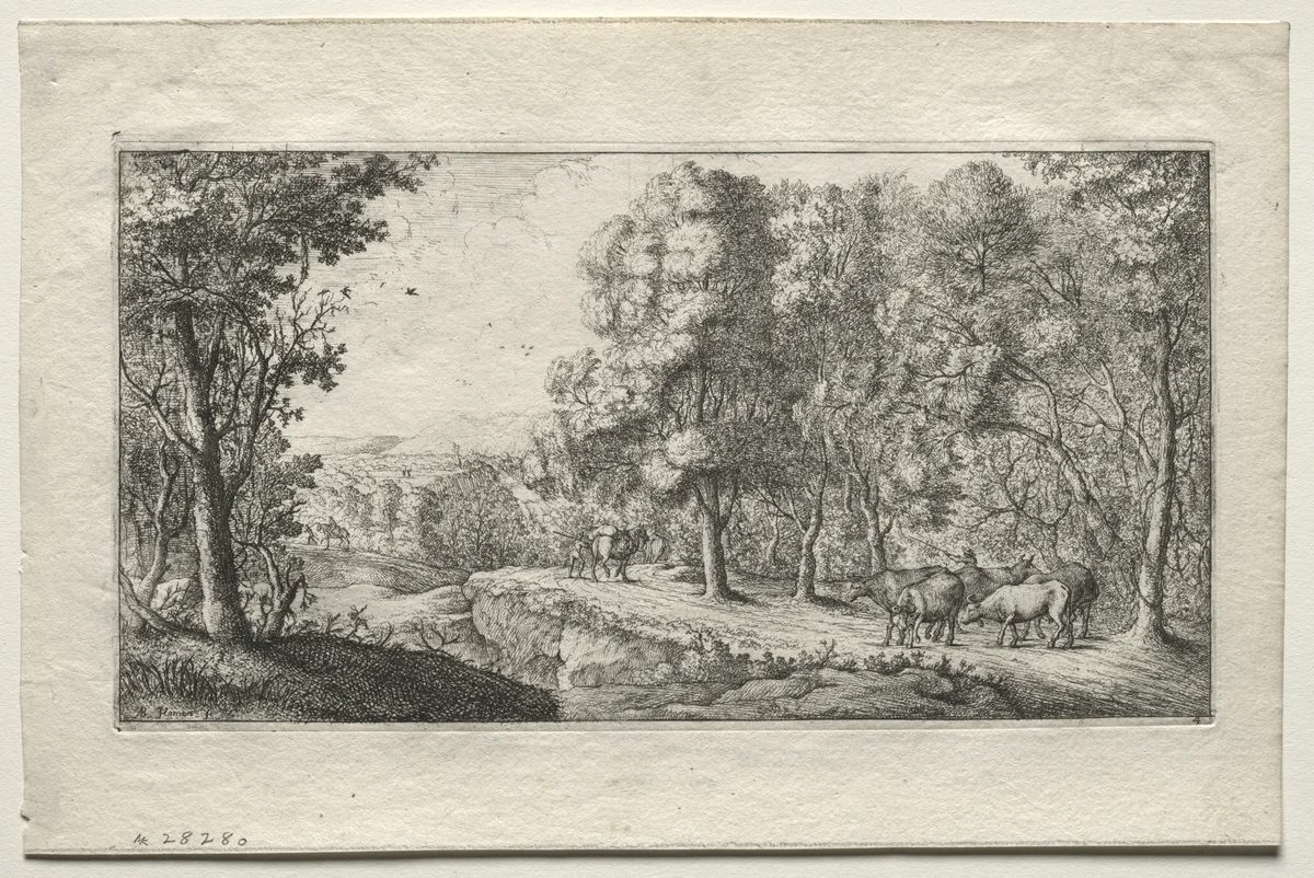 The Road at the Border of the Woods by Albert Flamen, print, 1635-1669