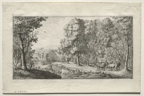 The Road at the Border of the Woods by Albert Flamen, print, 1635-1669
