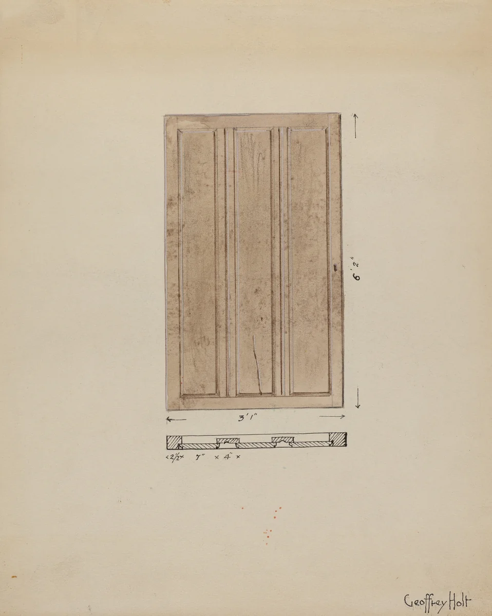 One of Original Inside Doors to Sacristy by Geoffrey Holt, index of american design, 1936