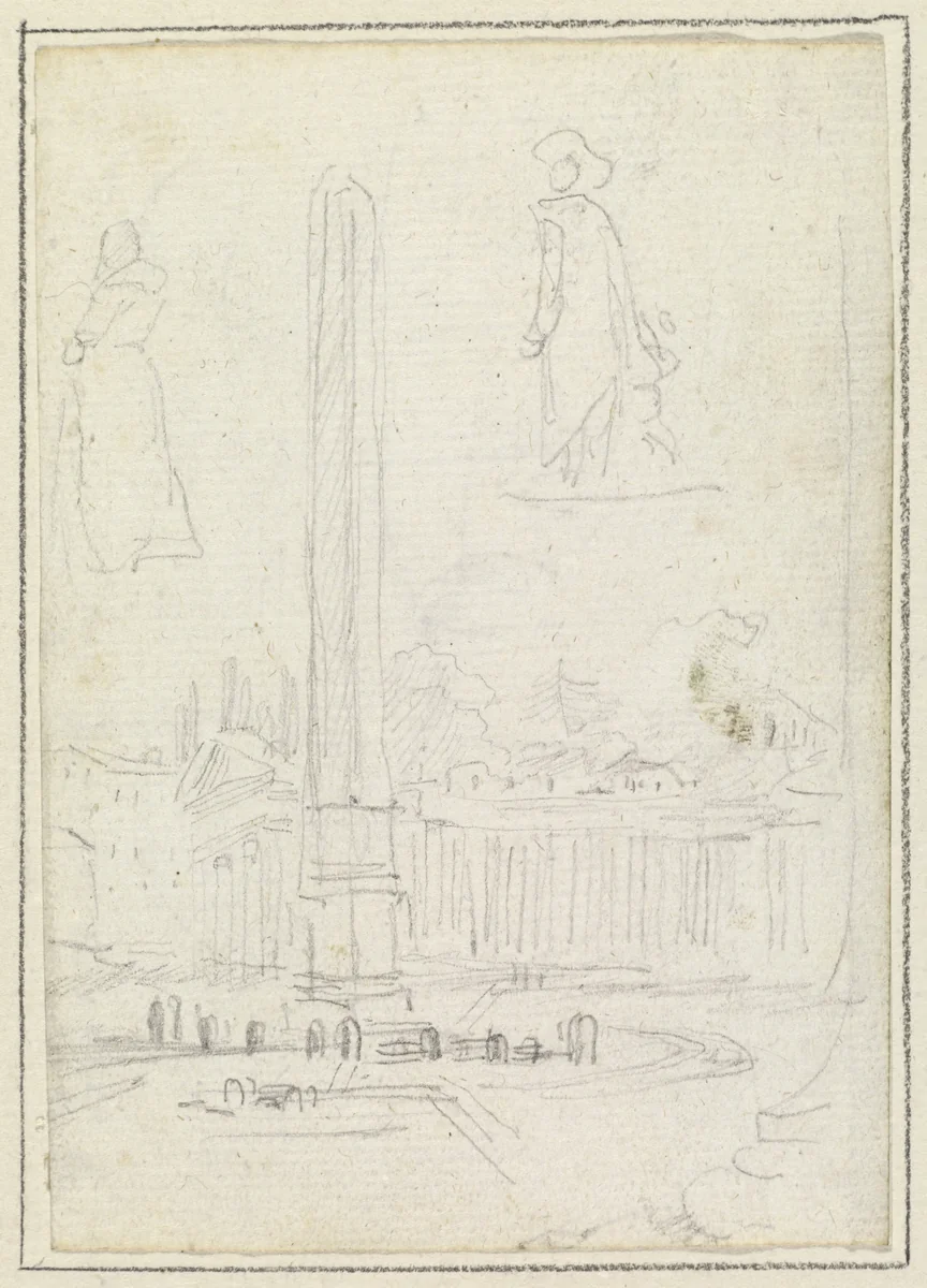 The Obelisk in Saint Peter's Square by Hubert Robert, drawing, 1754-1765