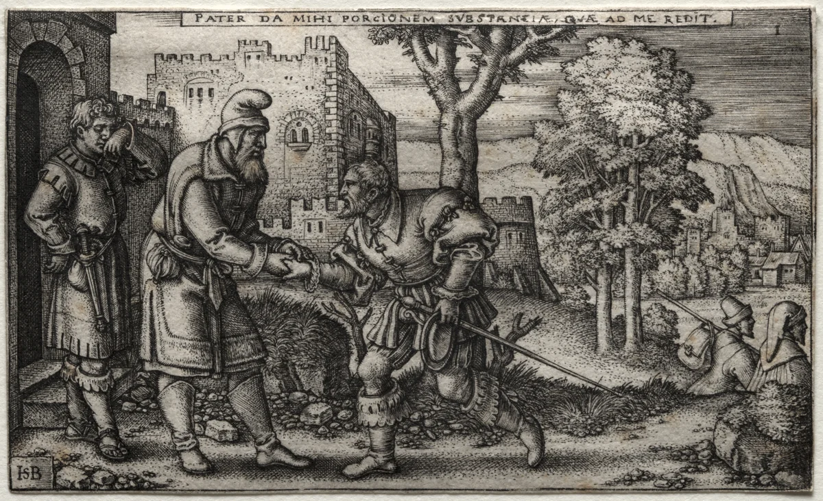 The Prodigal Son by Hans Sebald Beham, print