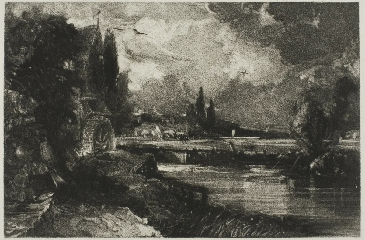 A Mill, from English Landscape by David Lucas, print, 1830