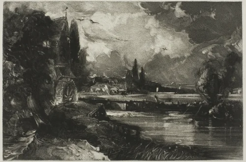 A Mill, from English Landscape by David Lucas, print, 1830