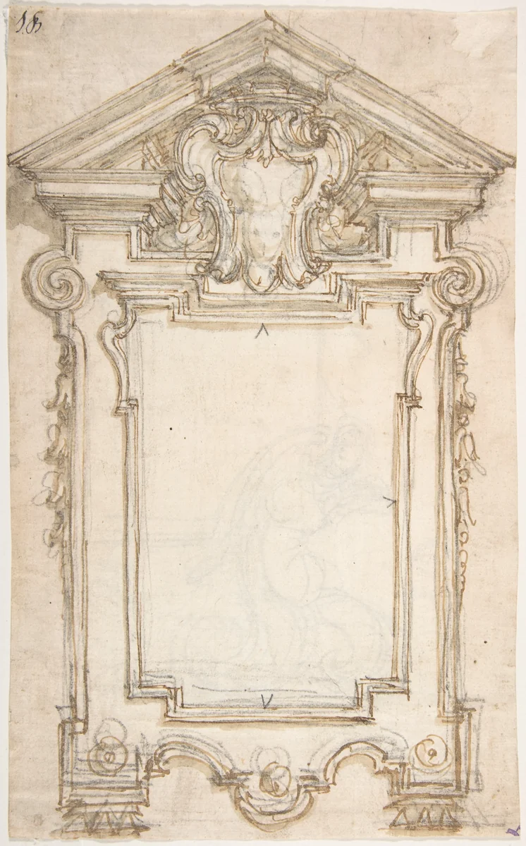 Design for a Frame or Epitaph (recto); Caryatid Supporting a Frame (verso) by Giovanni Battista Foggini, drawing, 1652-1725