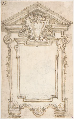 Design for a Frame or Epitaph (recto); Caryatid Supporting a Frame (verso) by Giovanni Battista Foggini, drawing, 1652-1725