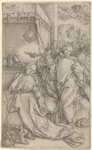 The Annunciation by Heinrich Aldegrever, drawing, 1552