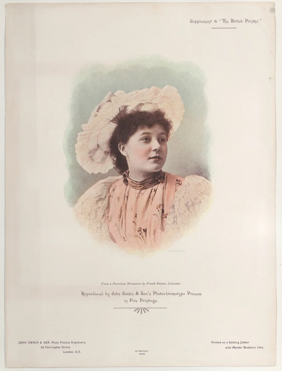 Advertisement for John Swain & Son, Photo Process Engravers in "The British Printer" by anonymous, print, 1800-1900