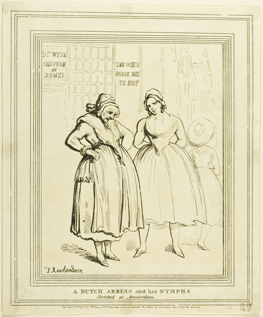 A Dutch Abbess and Her Nymphs Sketched at Amsterdam by Thomas Rowlandson, print, 1796