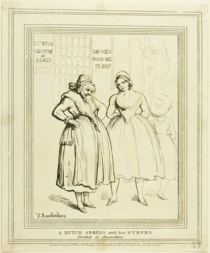 A Dutch Abbess and Her Nymphs Sketched at Amsterdam by Thomas Rowlandson, print, 1796