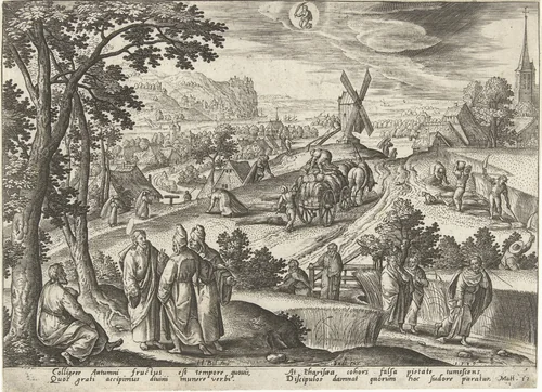 Augustus: het plukken van koren op de sabbat by Unknown, print, 1585