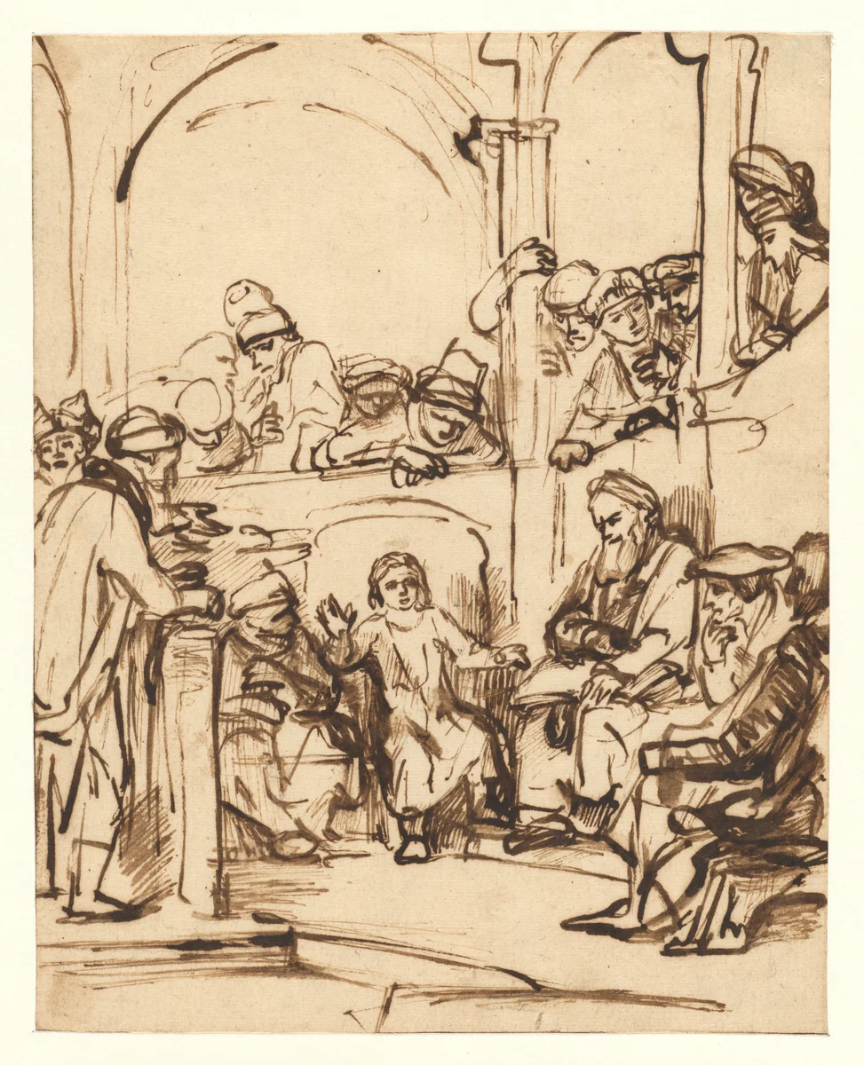 Christ among the Doctors by Nicolaes Maes, drawing, 1649-1655