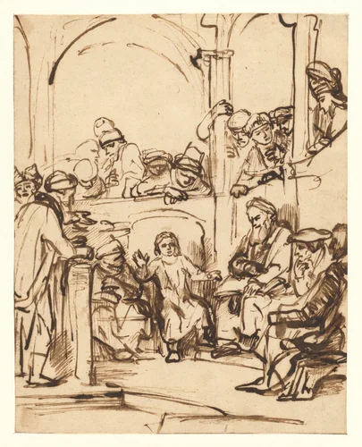 Christ among the Doctors by Nicolaes Maes, drawing, 1649-1655