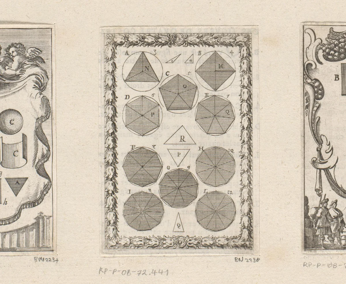 Oppervlaktes of rechtlijnige figuren by Sébastien Leclerc, print, 1669