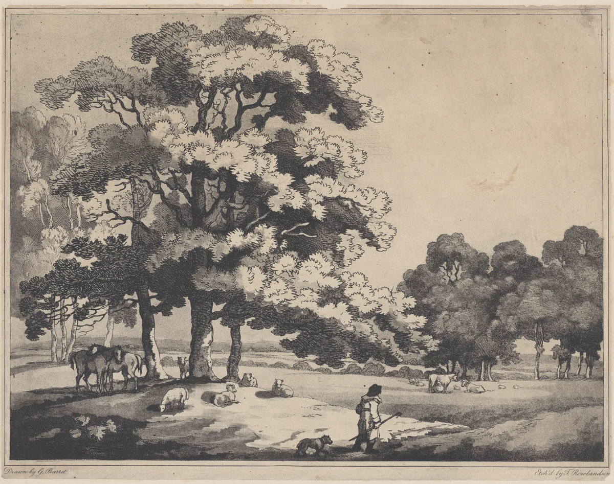 A Park Landscape by Thomas Rowlandson, print, 1783-1789