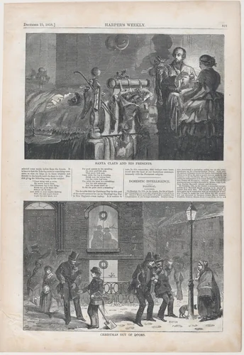 Christmas Out of Doors (from "Harper's Weekly," Vol. II) by Winslow Homer, print, 1858