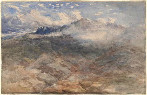 Mountain Heights, Cader Idris by David Cox, drawing, 1850