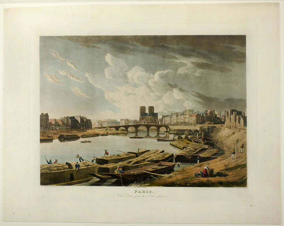 Paris, Notre Dame prise de L'Ile Louvier by Daniel Havell, print, 1805-1826