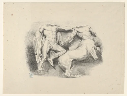 Theseus Conqueror of the Centaur Eurytus by Eugène Delacroix, print, 1825