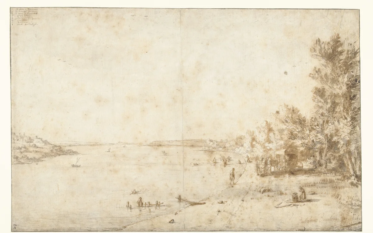 Hertog van Bracciano bij het Lago di Bracciano by Bartholomeus Breenbergh, drawing, 1620-1629