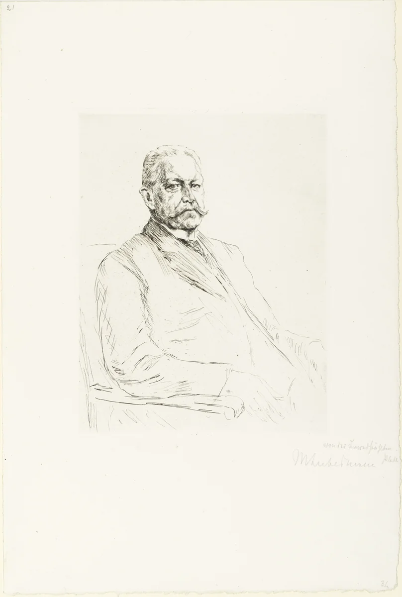 Portrait of the Reich President Paul von Hindenburg (Bildnis des Reichspräsidenten Paul von Hindenburg) by Max Liebermann, print, 1927