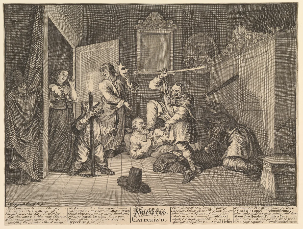 Hudibras Catechized (Twelve Large Illustrations for Samuel Butler's Hudibras, Plate 9) by William Hogarth, print, 1725-1726