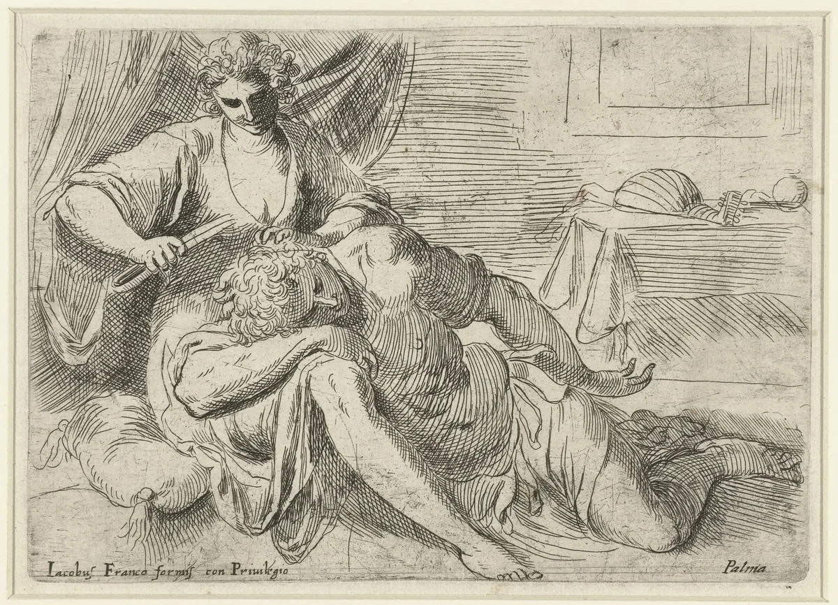 Simson en Delila by Unknown, print, 1554-1611