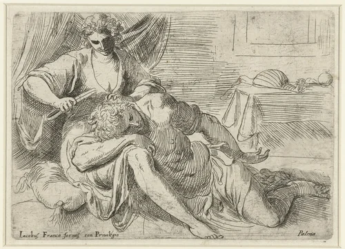 Simson en Delila by Unknown, print, 1554-1611