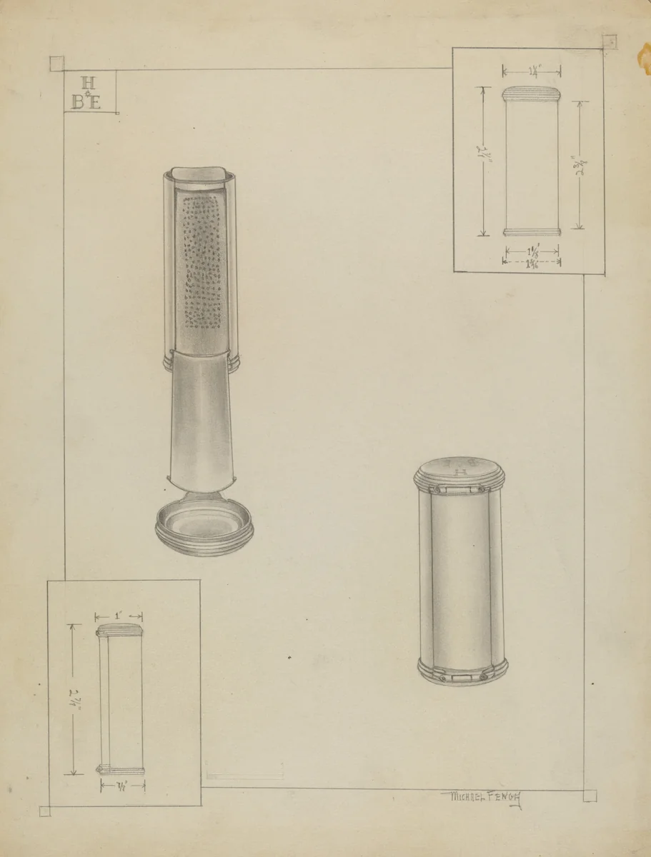 Silver Nutmeg Grater by Michael Fenga, index of american design, 1936