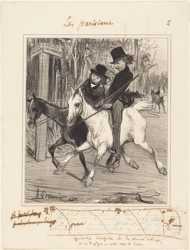 Équitation boutiquière by Honoré Daumier, print, 1839