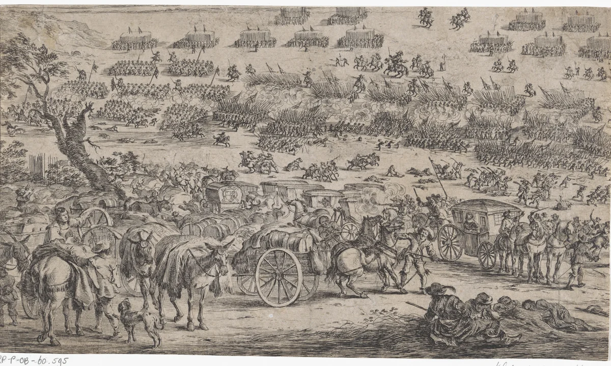 Slag tussen Spanje en Portugal by Dirk Stoop, print, 1661-1686