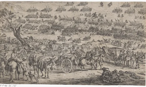 Slag tussen Spanje en Portugal by Dirk Stoop, print, 1661-1686